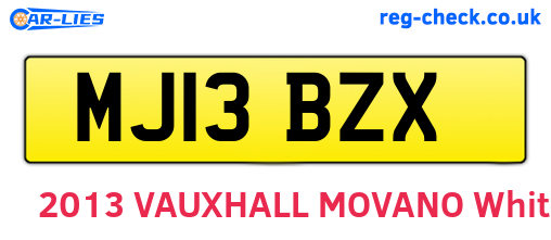 MJ13BZX are the vehicle registration plates.