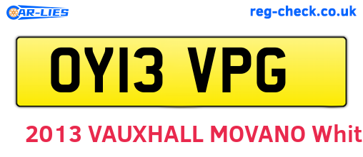 OY13VPG are the vehicle registration plates.