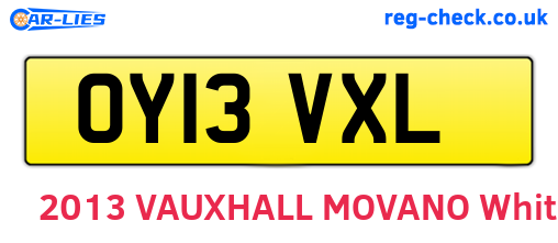 OY13VXL are the vehicle registration plates.