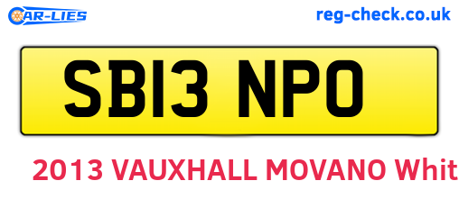 SB13NPO are the vehicle registration plates.