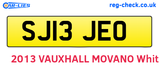 SJ13JEO are the vehicle registration plates.