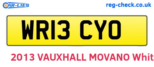 WR13CYO are the vehicle registration plates.
