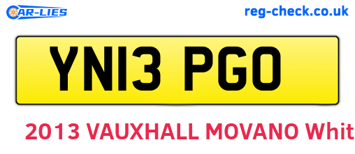 YN13PGO are the vehicle registration plates.