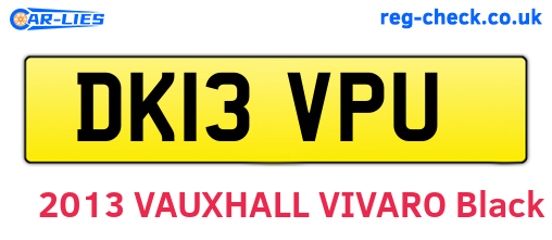 DK13VPU are the vehicle registration plates.