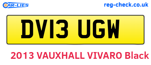 DV13UGW are the vehicle registration plates.