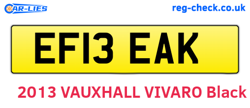 EF13EAK are the vehicle registration plates.