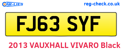 FJ63SYF are the vehicle registration plates.