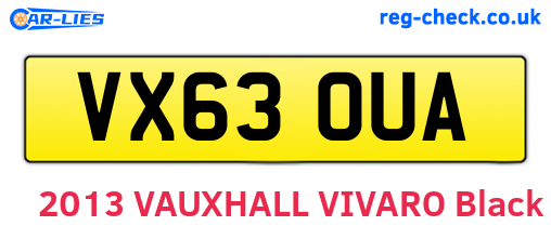 VX63OUA are the vehicle registration plates.