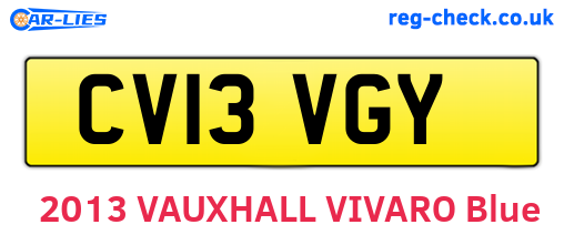 CV13VGY are the vehicle registration plates.