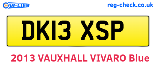 DK13XSP are the vehicle registration plates.