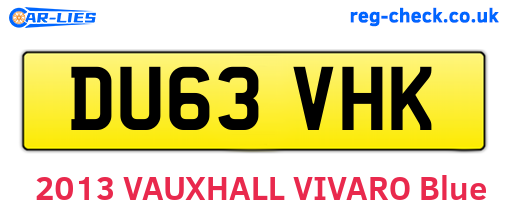 DU63VHK are the vehicle registration plates.