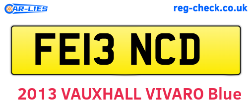 FE13NCD are the vehicle registration plates.