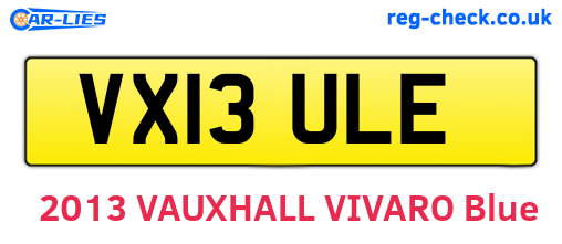 VX13ULE are the vehicle registration plates.
