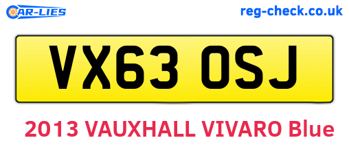 VX63OSJ are the vehicle registration plates.