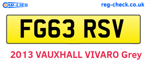 FG63RSV are the vehicle registration plates.