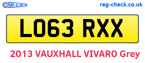 LO63RXX are the vehicle registration plates.