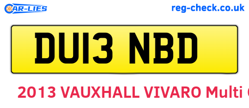 DU13NBD are the vehicle registration plates.