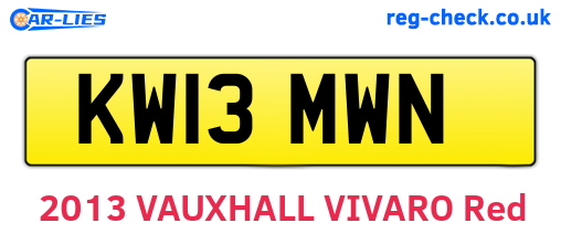 KW13MWN are the vehicle registration plates.