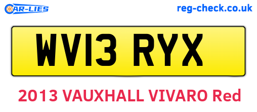 WV13RYX are the vehicle registration plates.