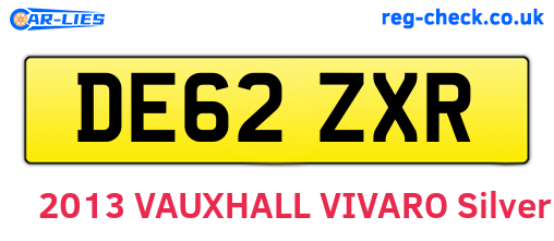 DE62ZXR are the vehicle registration plates.