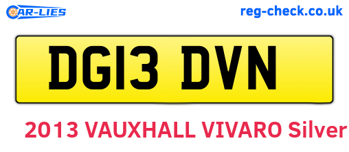 DG13DVN are the vehicle registration plates.