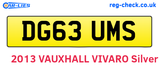 DG63UMS are the vehicle registration plates.