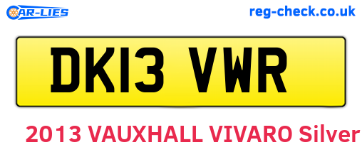 DK13VWR are the vehicle registration plates.
