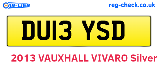 DU13YSD are the vehicle registration plates.