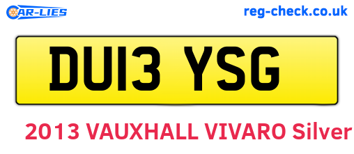 DU13YSG are the vehicle registration plates.
