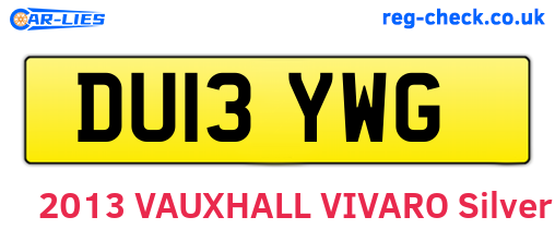DU13YWG are the vehicle registration plates.