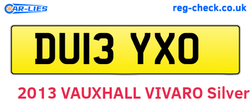 DU13YXO are the vehicle registration plates.