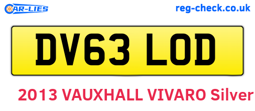 DV63LOD are the vehicle registration plates.