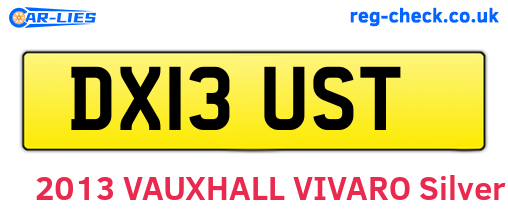 DX13UST are the vehicle registration plates.
