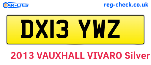 DX13YWZ are the vehicle registration plates.