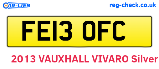 FE13OFC are the vehicle registration plates.