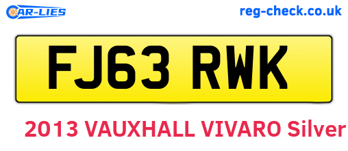 FJ63RWK are the vehicle registration plates.