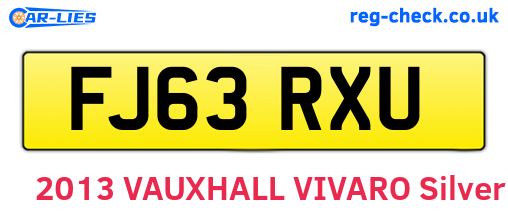 FJ63RXU are the vehicle registration plates.