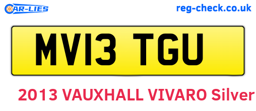 MV13TGU are the vehicle registration plates.