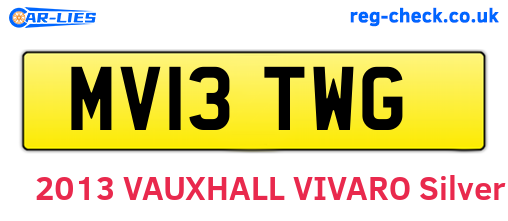 MV13TWG are the vehicle registration plates.
