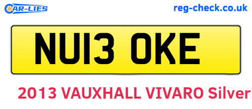 NU13OKE are the vehicle registration plates.