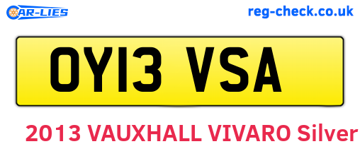 OY13VSA are the vehicle registration plates.