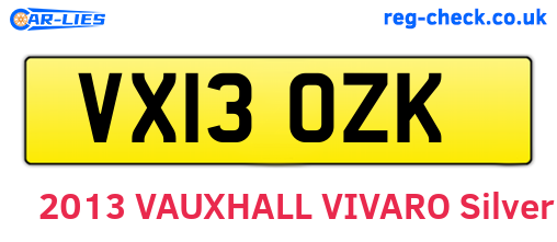 VX13OZK are the vehicle registration plates.