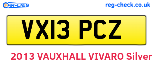 VX13PCZ are the vehicle registration plates.