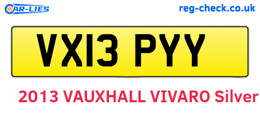VX13PYY are the vehicle registration plates.