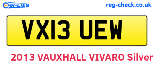 VX13UEW are the vehicle registration plates.