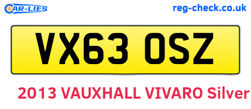 VX63OSZ are the vehicle registration plates.