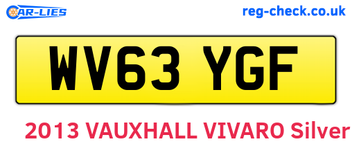 WV63YGF are the vehicle registration plates.