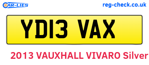 YD13VAX are the vehicle registration plates.