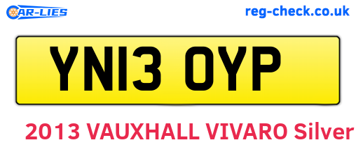 YN13OYP are the vehicle registration plates.