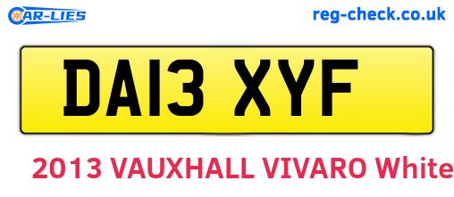 DA13XYF are the vehicle registration plates.